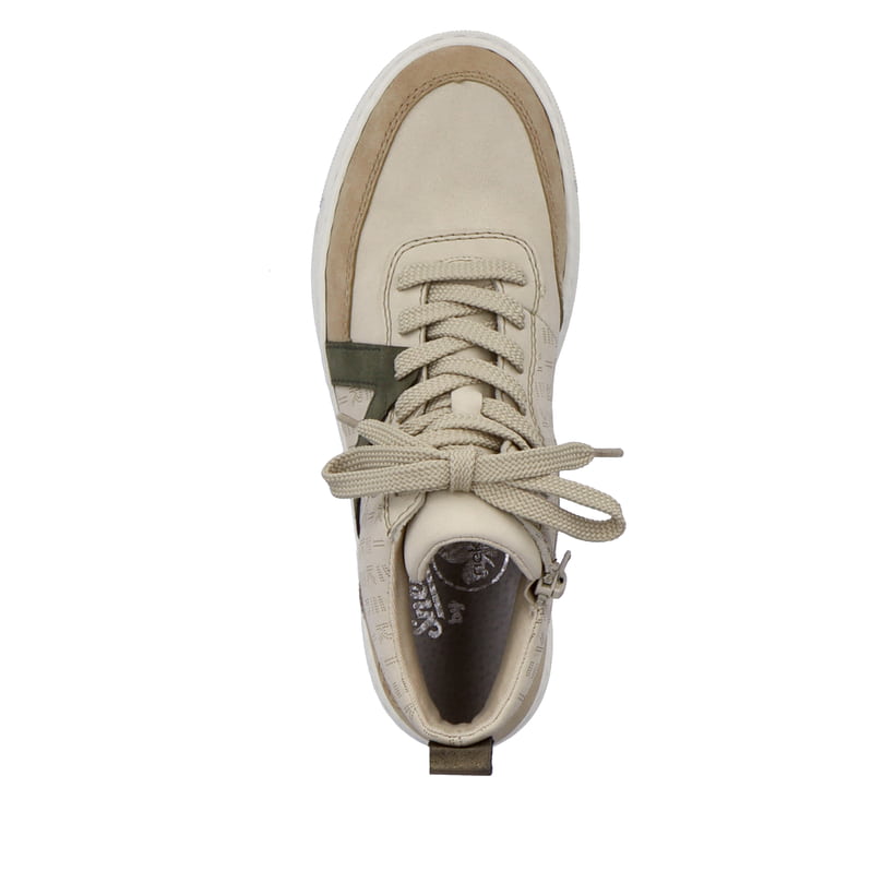 Rieker Artikelnummer L9802-60 Rieker Damen Sneaker High Cremebeige-khakigrün