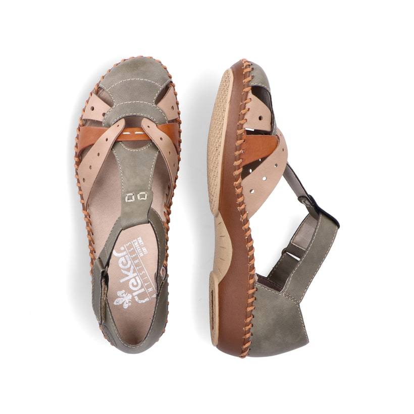Rieker Artikelnummer M1655-54 Rieker Damen Riemchensandalen Mintgrün-beige
