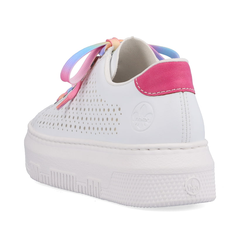 Rieker Artikelnummer M1904-80 Rieker Damen Sneaker Low Cremeweiß-flamigorosa