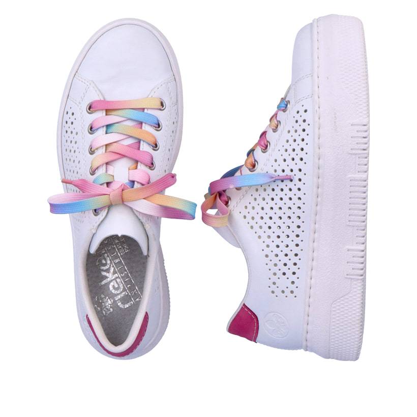 Rieker Artikelnummer M1904-80 Rieker Damen Sneaker Low Cremeweiß-flamigorosa