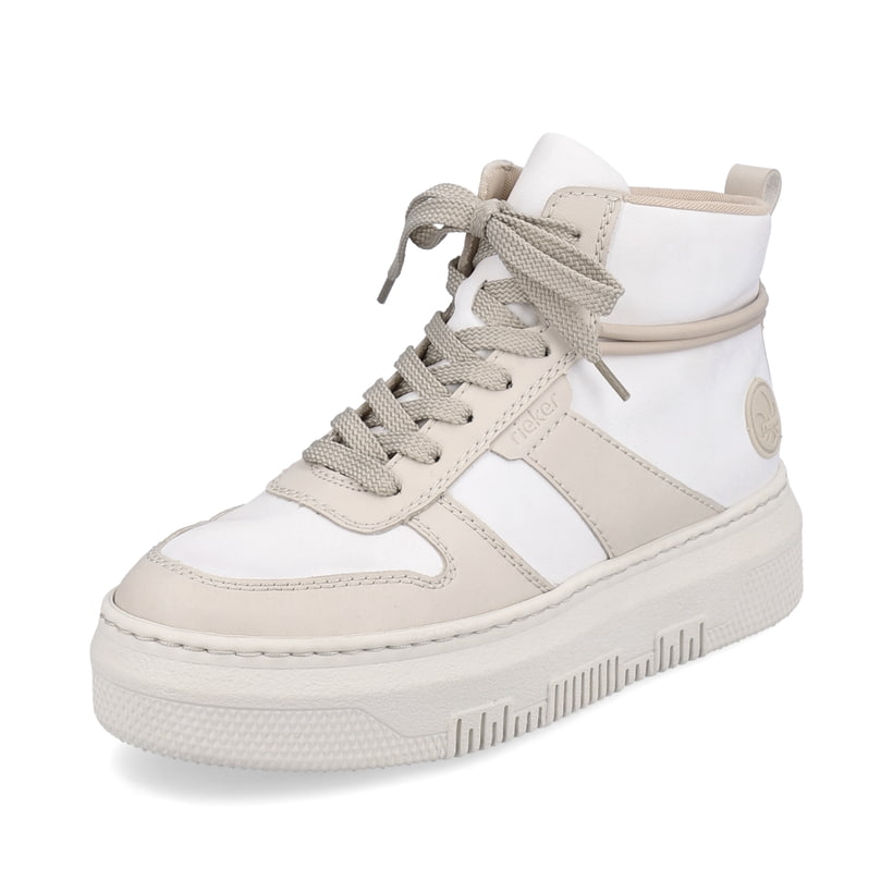 Rieker Artikelnummer M1907-80 Rieker Damen Sneaker High Schwanenweiß-beige