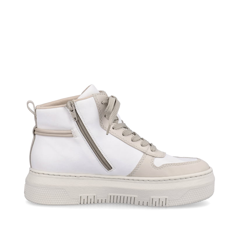 Rieker Artikelnummer M1907-80 Rieker Damen Sneaker High Schwanenweiß-beige