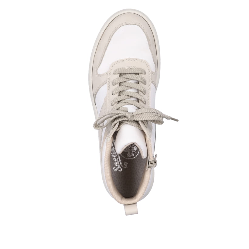 Rieker Artikelnummer M1907-80 Rieker Damen Sneaker High Schwanenweiß-beige