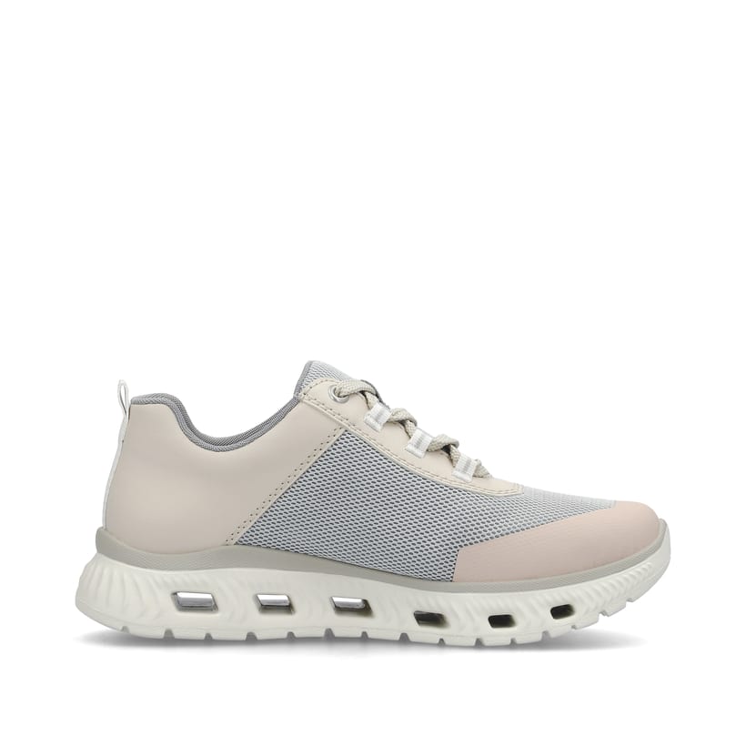 Rieker Artikelnummer M6006-90 Rieker Damen Sneaker Low Hellbeige-pastellblau-rosa