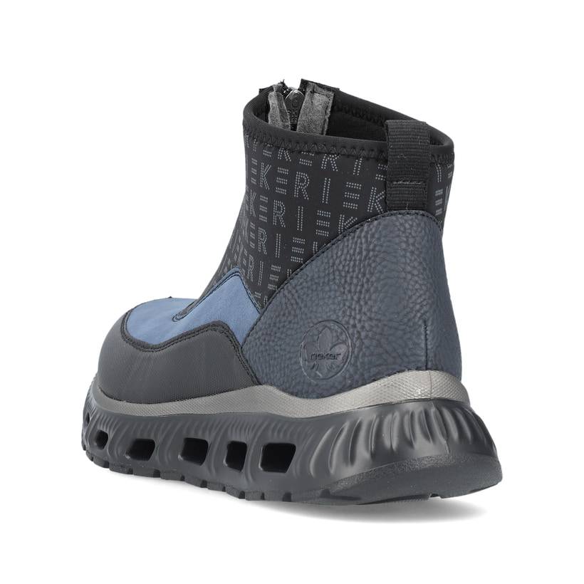 Rieker Artikelnummer M6052-00 Rieker Damen Sneaker High Asphaltschwarz-ozeanblau