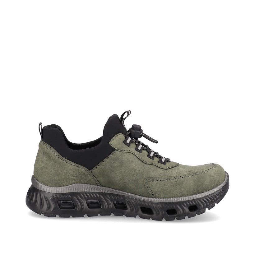 Rieker Artikelnummer M6058-54 Rieker Damen Slipper Khaki-schwarz