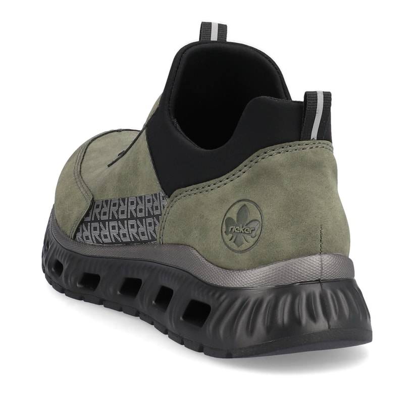 Rieker Artikelnummer M6058-54 Rieker Damen Slipper Khaki-schwarz