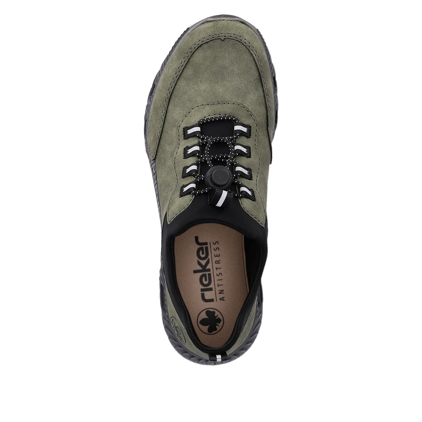 Rieker Artikelnummer M6058-54 Rieker Damen Slipper Khaki-schwarz
