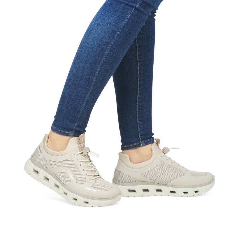 Rieker Artikelnummer M6064-60 Rieker Damen Slipper Graubeige