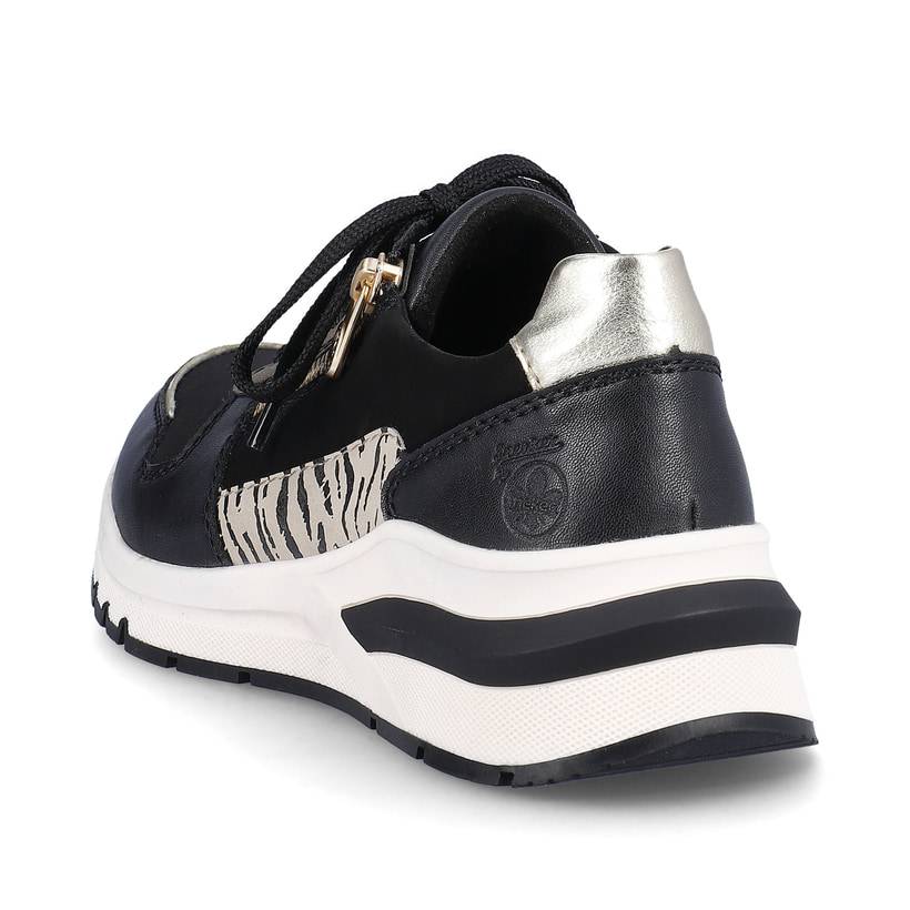 Rieker Artikelnummer M6616-00 Rieker Damen Sneaker Low Urbanschwarz-gold-zebra