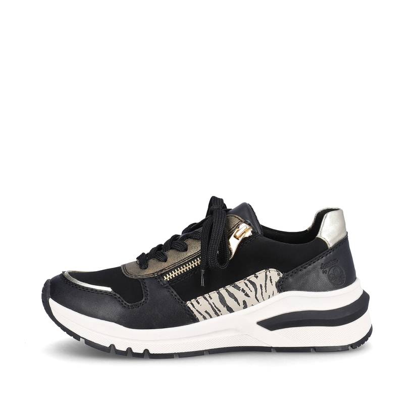 Rieker Artikelnummer M6616-00 Rieker Damen Sneaker Low Urbanschwarz-gold-zebra