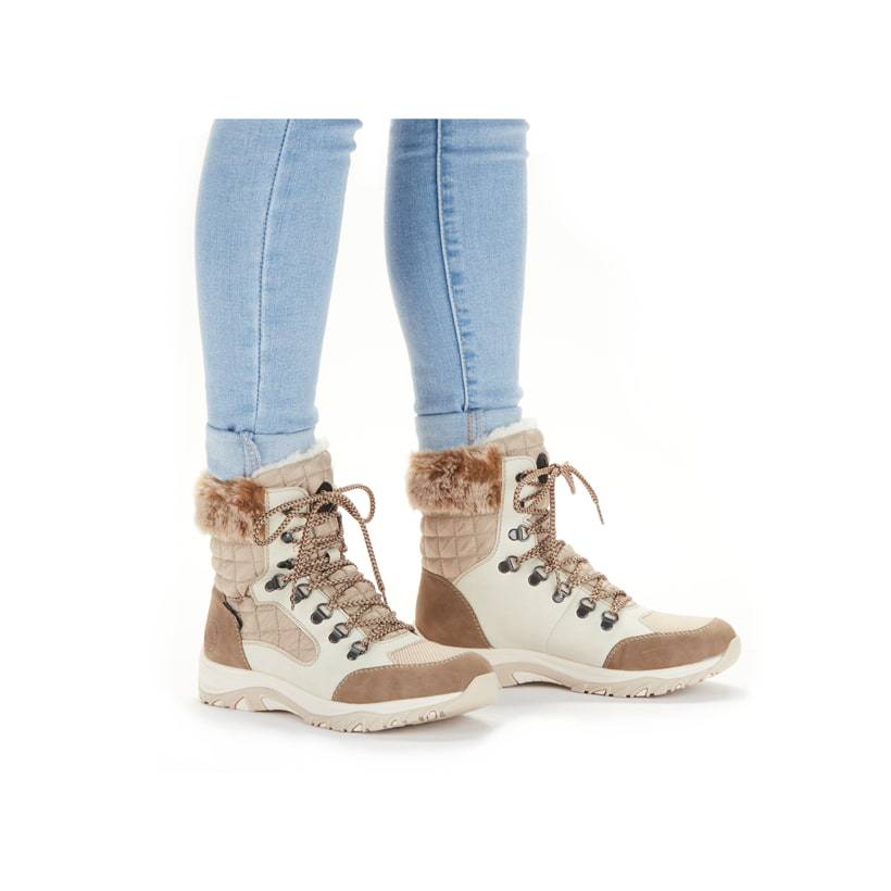 Rieker Artikelnummer M9644-60 Rieker Damen Schnürstiefel Beige-braun