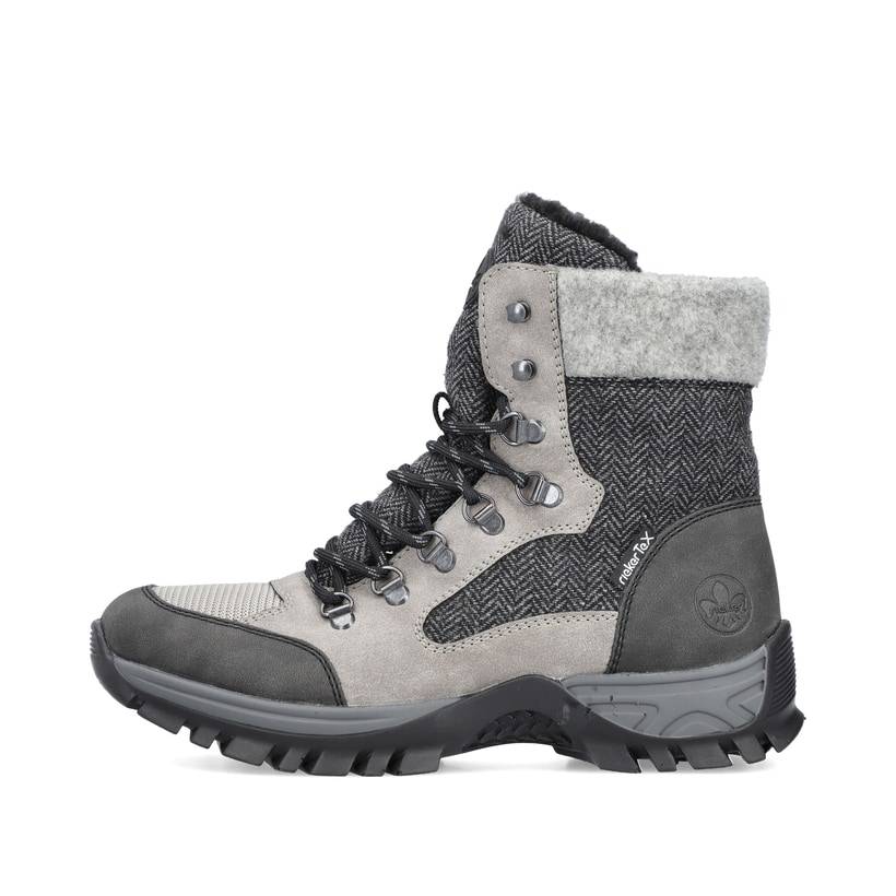 Rieker Artikelnummer M9842-40 Rieker Damen Schnürstiefel Silbergrau