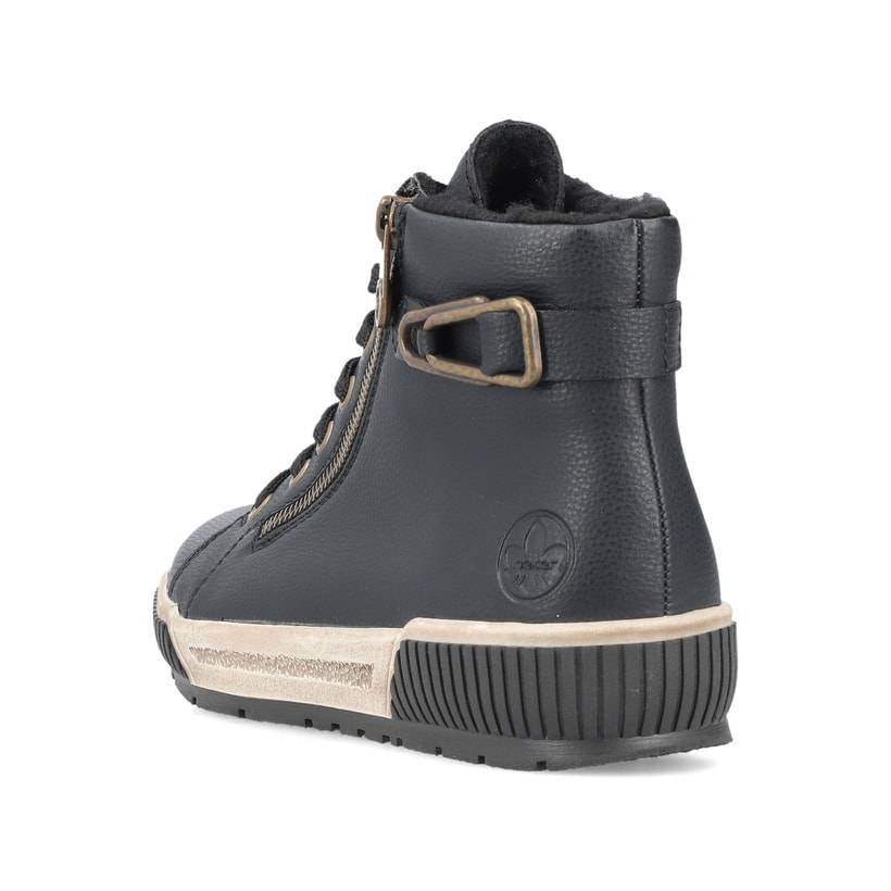 Rieker Artikelnummer N0708-00 Rieker Damen Schnürstiefel Asphaltschwarz