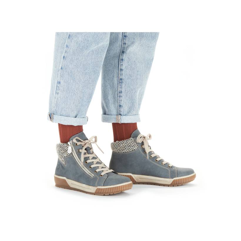 Rieker Artikelnummer N0709-14 Rieker Damen Schnürschuhe Blaugrau