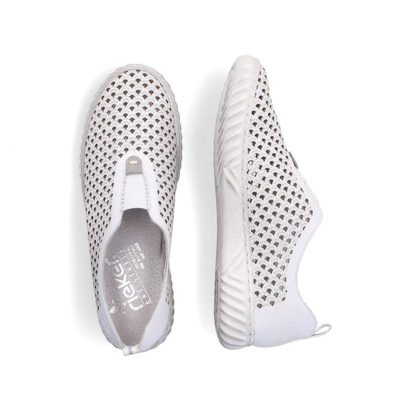 Rieker Artikelnummer N0965-80 Rieker Damen Slipper Grauweiß