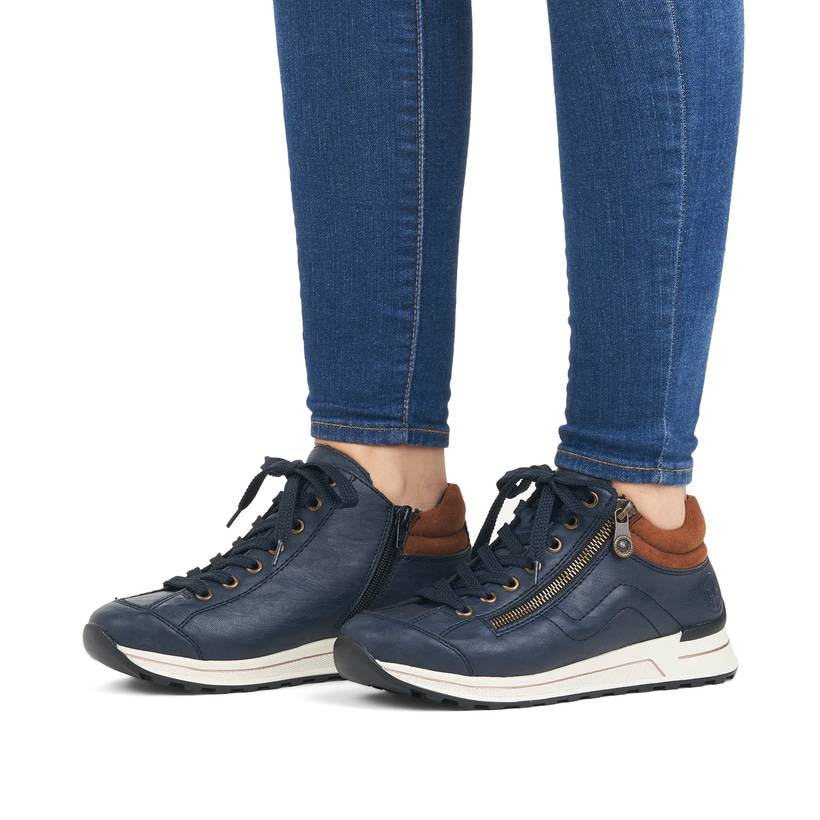 Rieker Artikelnummer N1400-14 Rieker Damen Sneaker Low Pazifikblau-braun