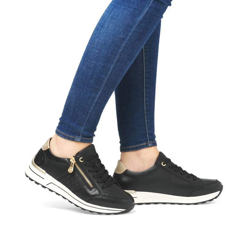Rieker Artikelnummer N1406-00 Rieker Damen Sneaker Low Tiefschwarz-gold