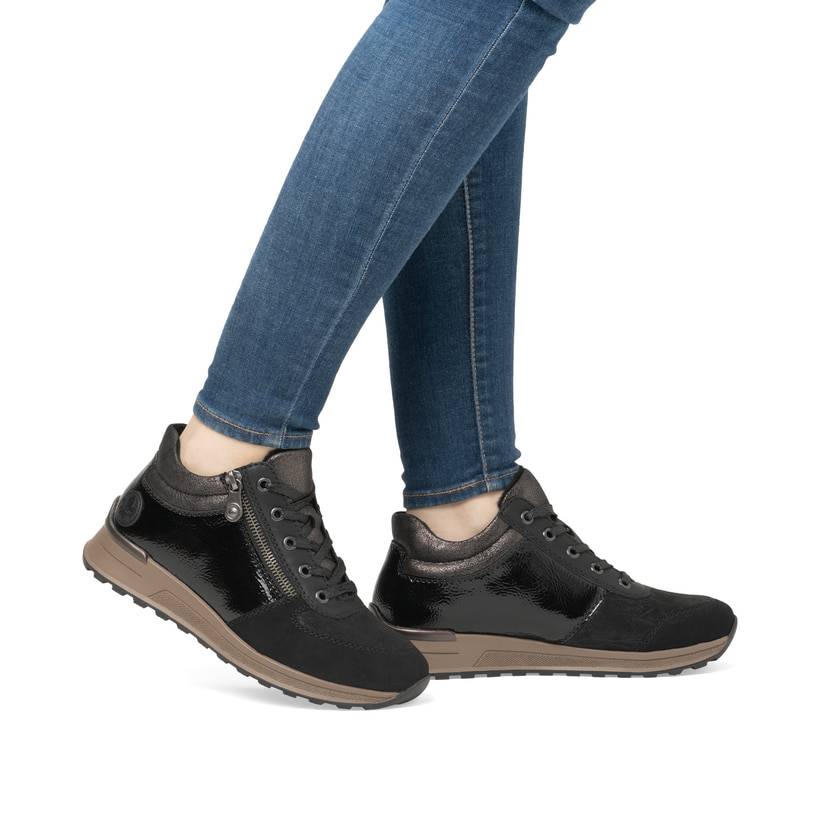 Rieker Artikelnummer N1407-00 Rieker Damen Schnürschuhe Asphaltschwarz