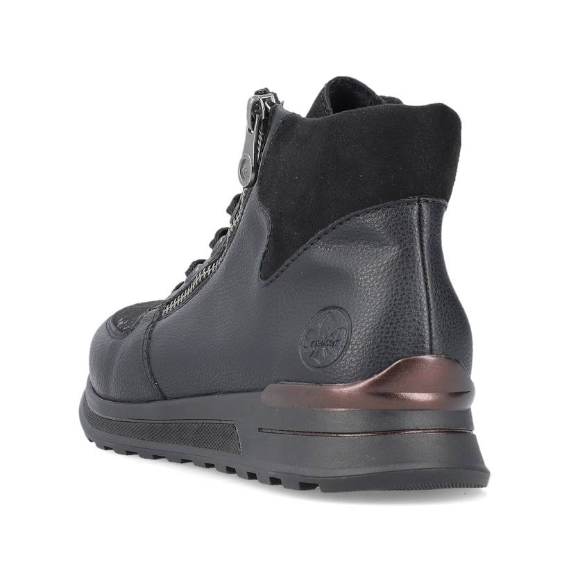 Rieker Artikelnummer N1431-01 Rieker Damen Schnürschuhe Tiefschwarz