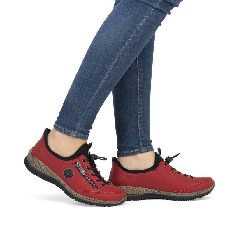 Rieker Artikelnummer N3267-33 Rieker Damen Slipper Erdbeerrot