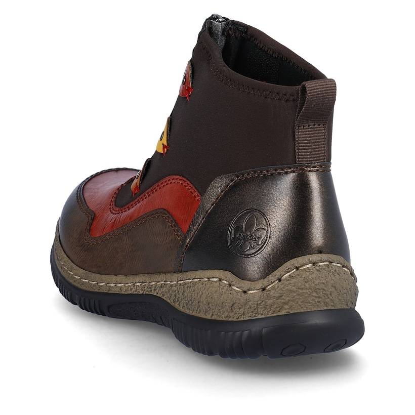 Rieker Artikelnummer N3277-25 Rieker Damen Slipper Schwarz-weinrot