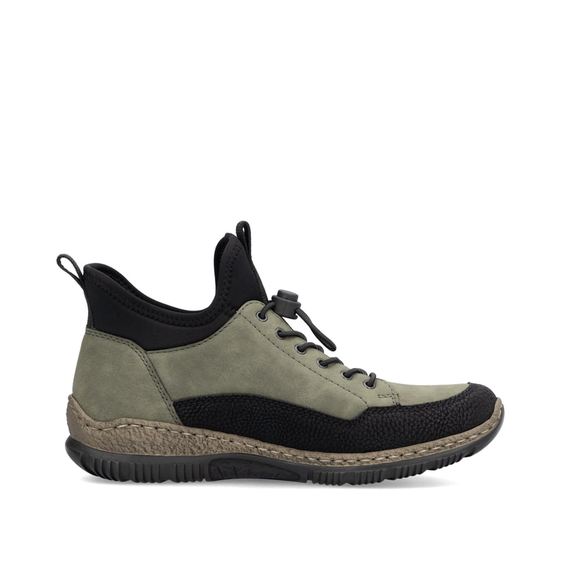 Rieker Artikelnummer N32G3-54 Rieker Damen Slipper Kaktusgrün-schwarz