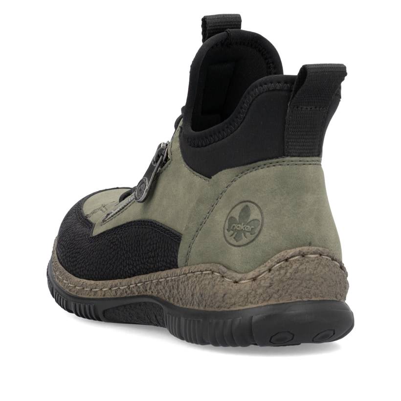 Rieker Artikelnummer N32G3-54 Rieker Damen Slipper Kaktusgrün-schwarz
