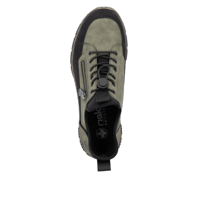 Rieker Artikelnummer N32G3-54 Rieker Damen Slipper Kaktusgrün-schwarz