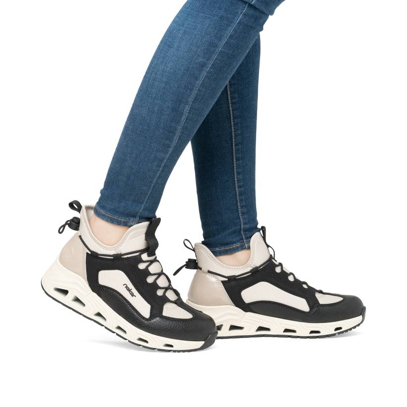 Rieker Artikelnummer N5254-60 Rieker Damen Slipper Tiefschwarz-hellbeige