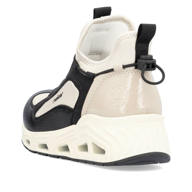 Rieker Artikelnummer N5254-60 Rieker Damen Slipper Tiefschwarz-hellbeige