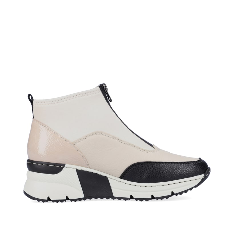 Rieker Artikelnummer N6352-60 Rieker Damen Sneaker High Hellbeige-schwarz