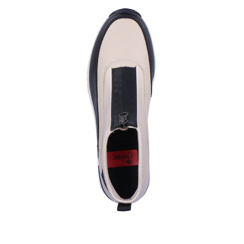 Rieker Artikelnummer N6352-60 Rieker Damen Sneaker High Hellbeige-schwarz