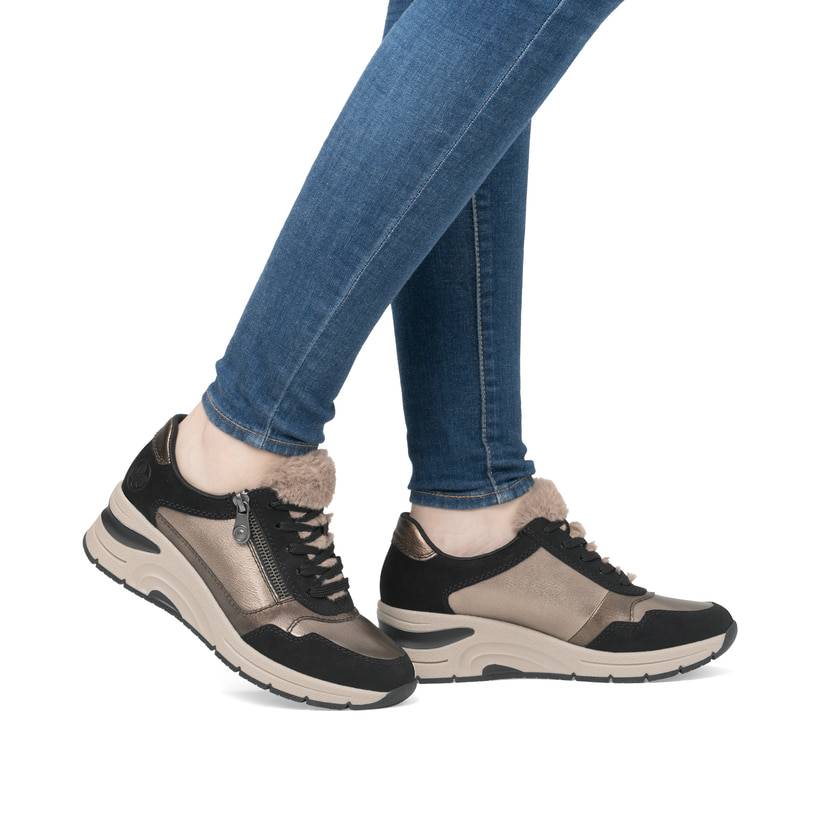Rieker Artikelnummer N9301-90 Rieker Damen Sneaker Low Bronze-schwarz