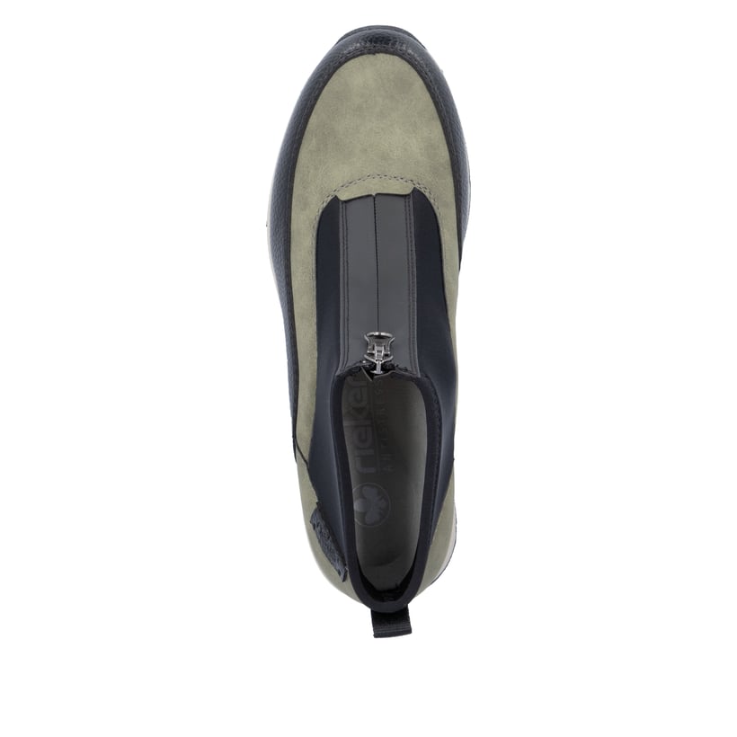 Rieker Artikelnummer N9362-54 Rieker Damen Slipper Urbanschwarz-khaki