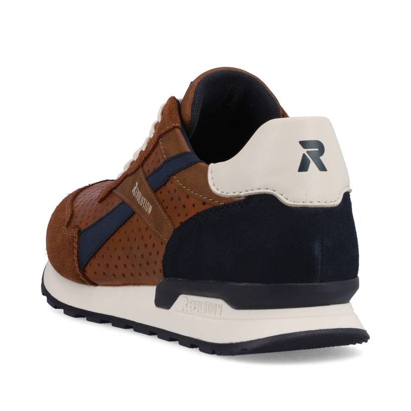 Rieker Artikelnummer U0302-24 Rieker Herren Sneaker Low Nut-brown Ocean-blue