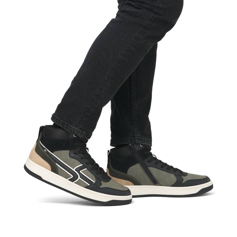 Rieker Artikelnummer U1970-01 Rieker Herren Sneaker High Khaki-schwarz