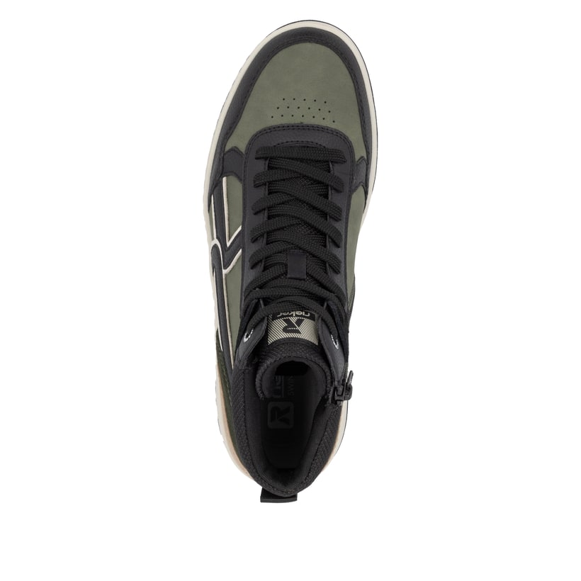 Rieker Artikelnummer U1970-01 Rieker Herren Sneaker High Khaki-schwarz