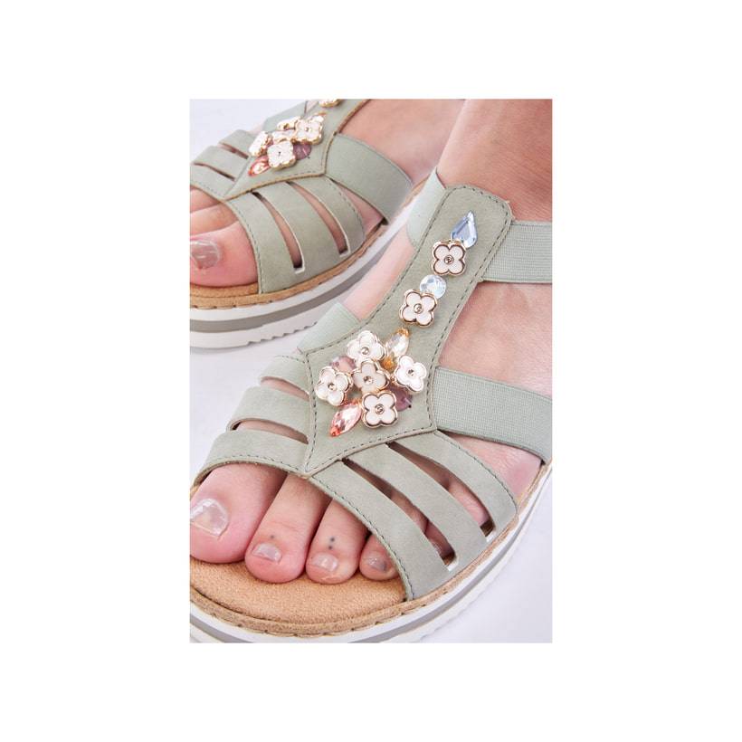 Rieker Artikelnummer V0245-52 Rieker Damen Keilsandaletten Mintgrün