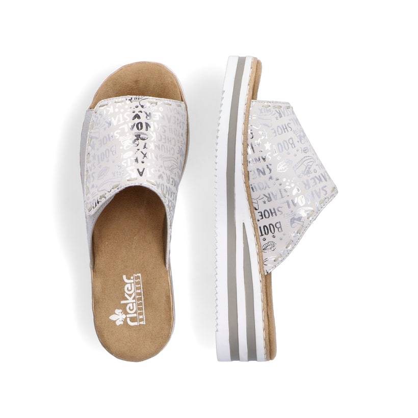 Rieker Artikelnummer V0290-90 Rieker Damen Pantoletten Silber-metallic