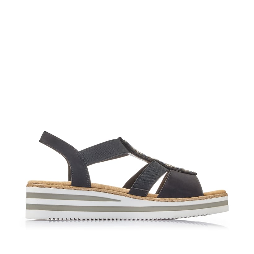 Rieker Artikelnummer V02C1-00 Rieker Damen Keilsandaletten Tiefschwarz