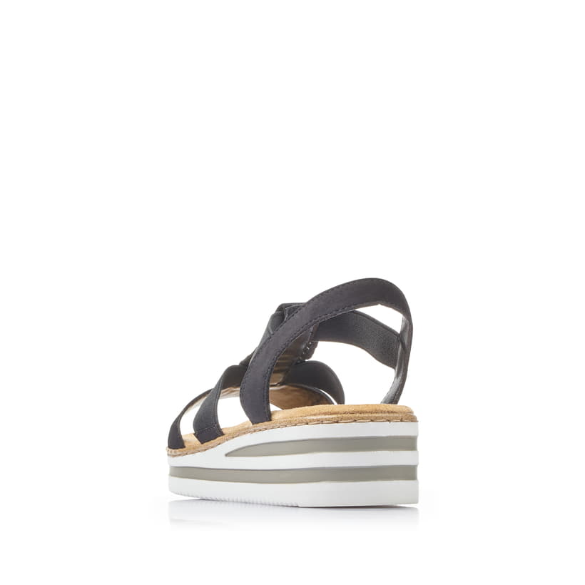 Rieker Artikelnummer V02C1-00 Rieker Damen Keilsandaletten Tiefschwarz