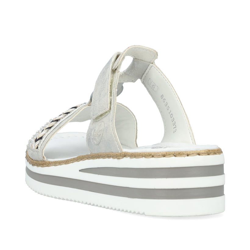 Rieker Artikelnummer V02M6-40 Rieker Damen Pantoletten Silbergrau