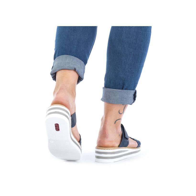 Rieker Artikelnummer V0620-14 Rieker Damen Pantoletten Marineblau