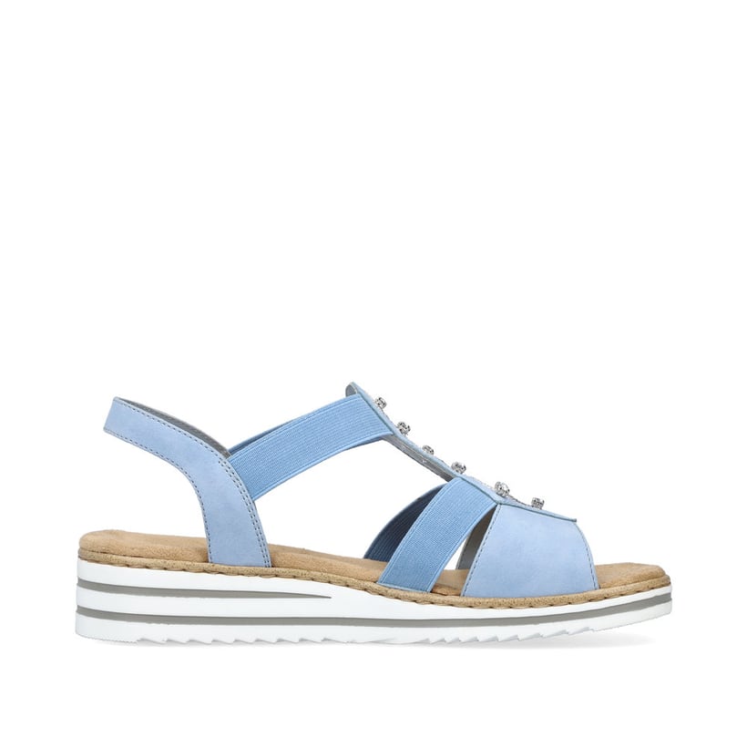 Rieker Artikelnummer V0687-10 Rieker Damen Keilsandaletten Himmelblau-hellbeige