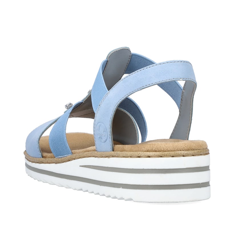 Rieker Artikelnummer V0687-10 Rieker Damen Keilsandaletten Himmelblau-hellbeige
