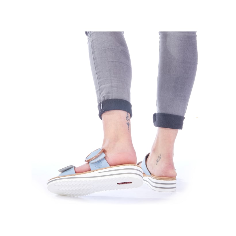 Rieker Artikelnummer V0692-10 Rieker Damen Pantoletten Himmelblau