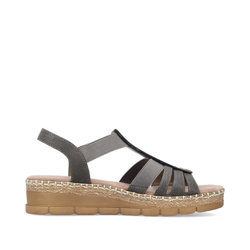 Rieker Artikelnummer V1209-45 Rieker Damen Keilsandaletten Asphaltgrau