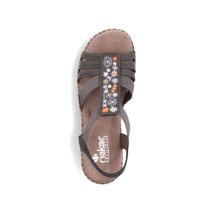 Rieker Artikelnummer V1209-45 Rieker Damen Keilsandaletten Asphaltgrau