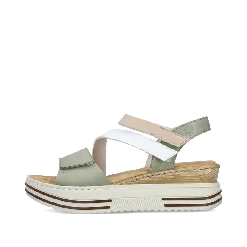 Rieker Artikelnummer V1654-52 Rieker Damen Keilsandaletten mintgrün-weiß-beige